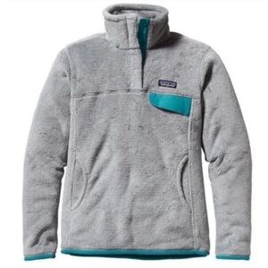Patagonia Fleece Retool Snap-T Pullover Sweater grey gray teal blue